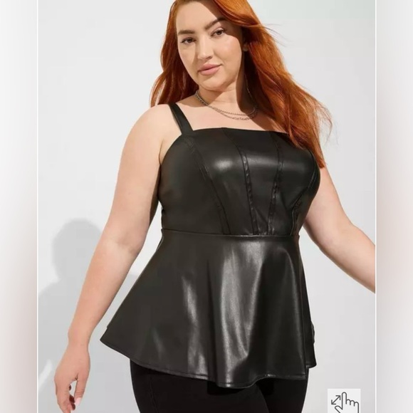 Torrid Peplum Faux Leather Corset Top Women Size 3X Black - Picture 1 of 6